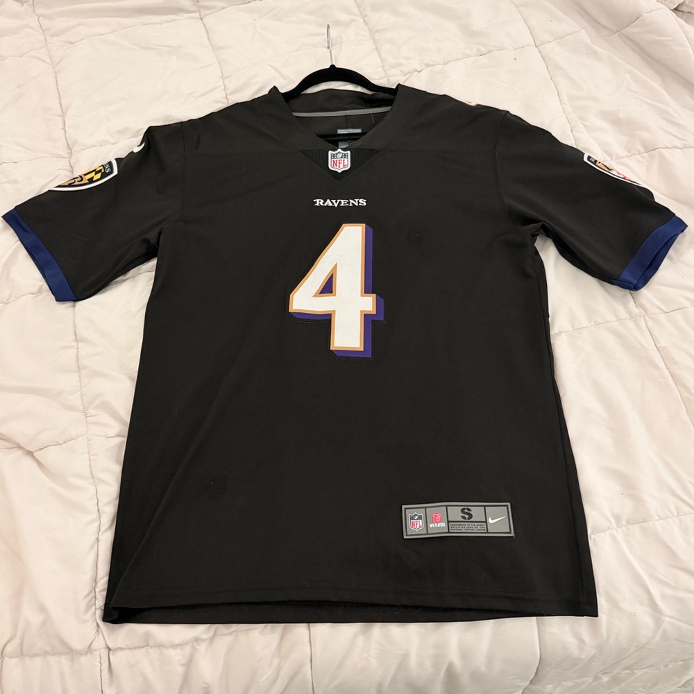 NFL Ravens Zay Flowers 4 Men's Black and Purple Ravens Jersey